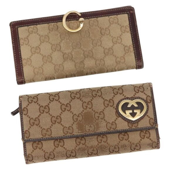 GUCCI GG Canvas Wallet 2 Set Beige Auth ti3479 - Picture 1 of 16